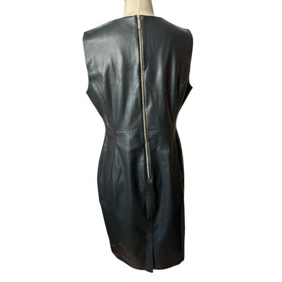Calvin Klein Black Vegan Leather Sleeveless Dress Women's Size 12 - Picture 4 of 7